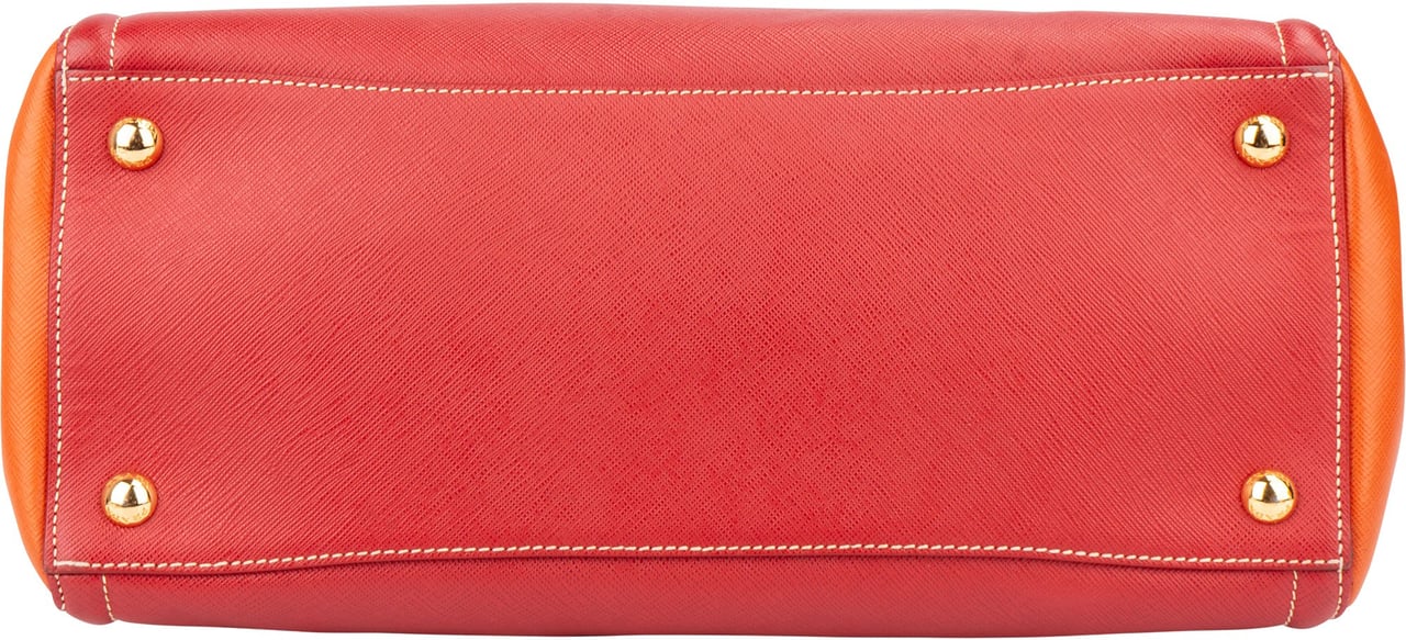 Prada Bicolor Saffiano Leather Galleria Handbag Rood