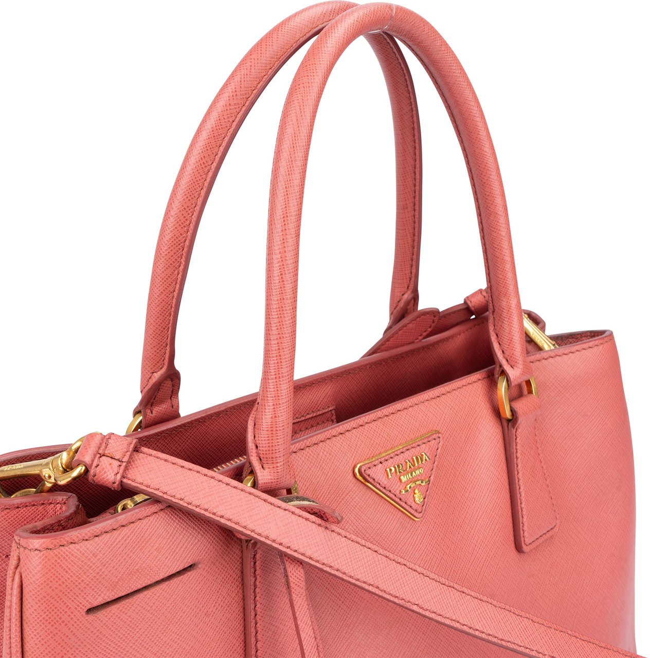 Prada Prada Pink Saffiano Leather Galleria Handbag Roze