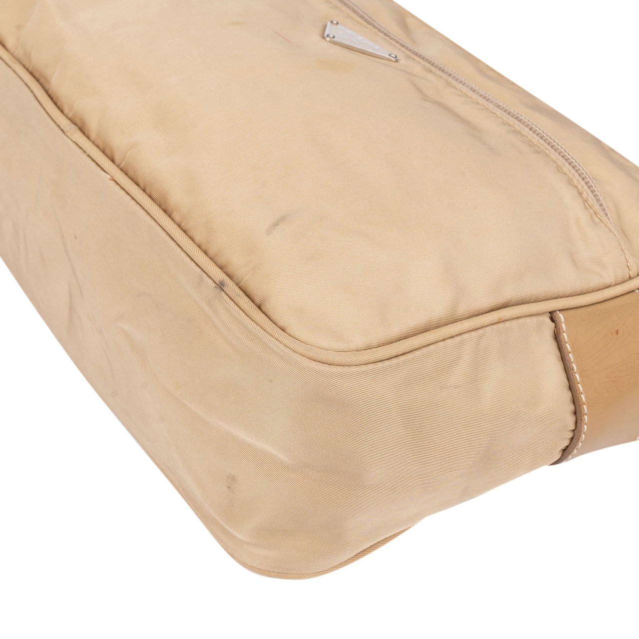 Prada Prada Beige Nylon Triangle Side Crossbody Bag Beige