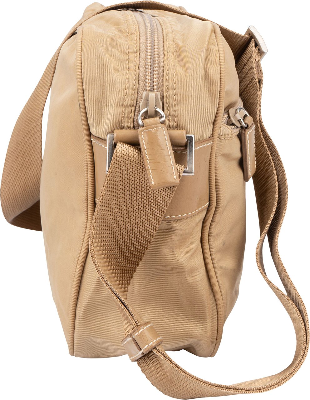 Prada Prada Beige Nylon Triangle Side Crossbody Bag Beige