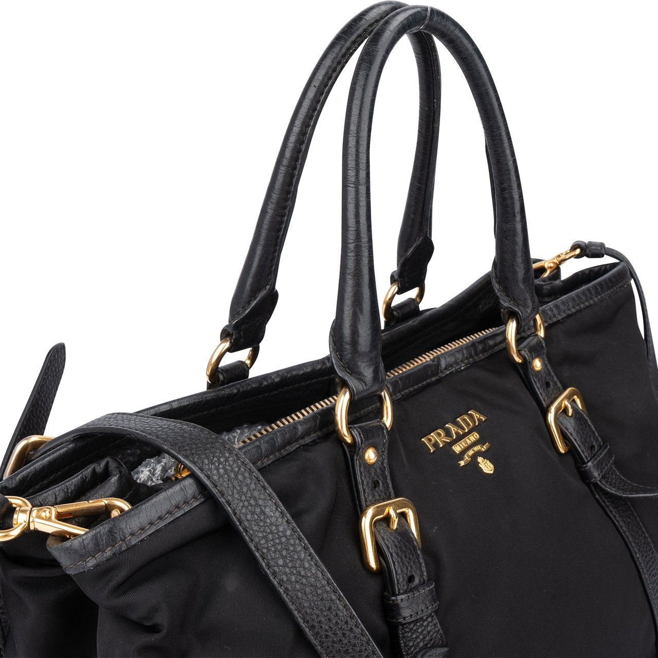 Prada Prada Black Nylon City Handbag Zwart