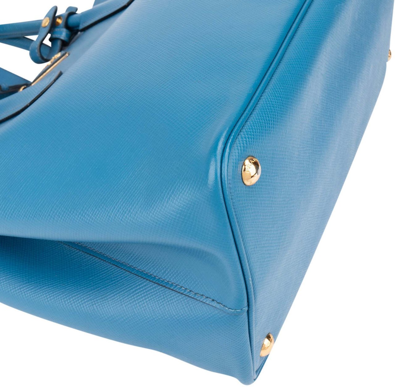 Prada Prada Blue Saffiano Leather Double Handbag Blauw