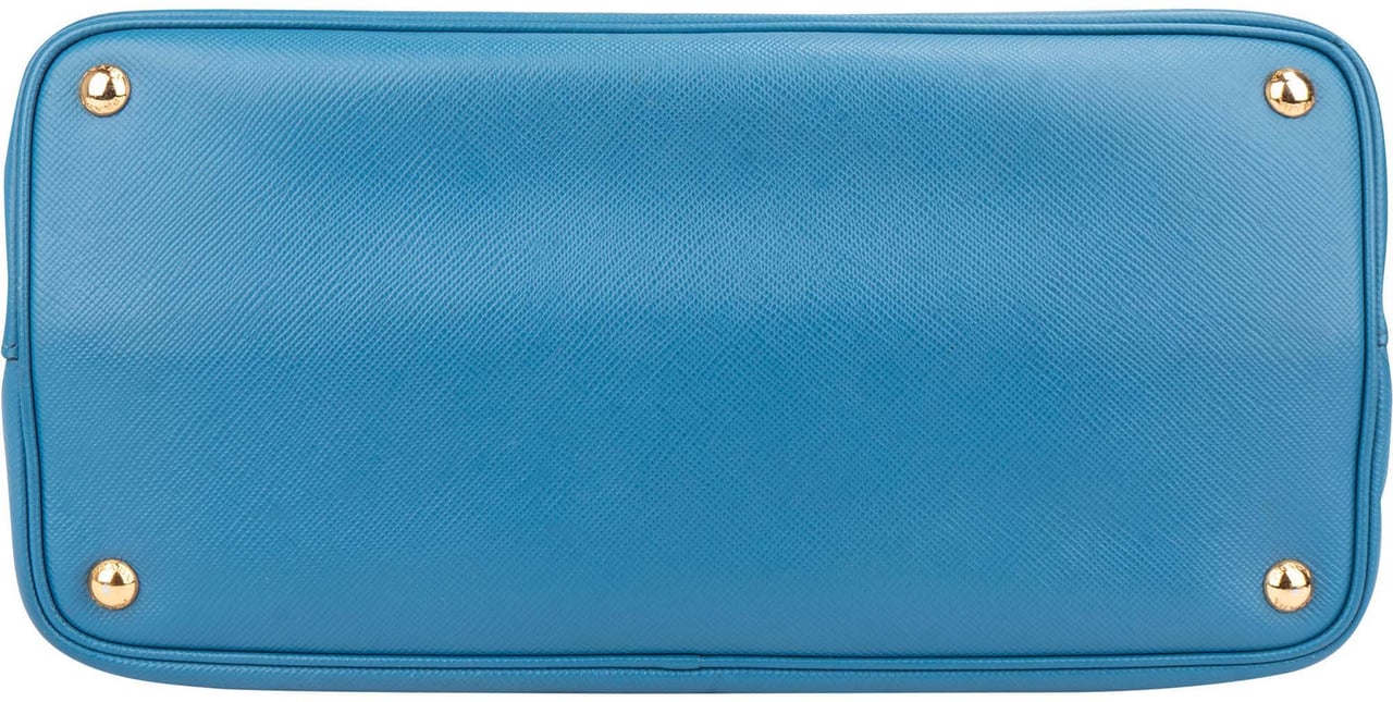 Prada Prada Blue Saffiano Leather Double Handbag Blauw