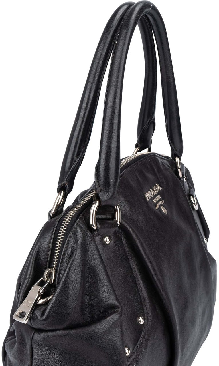 Prada Prada Classic Black Leather Handbag Zwart