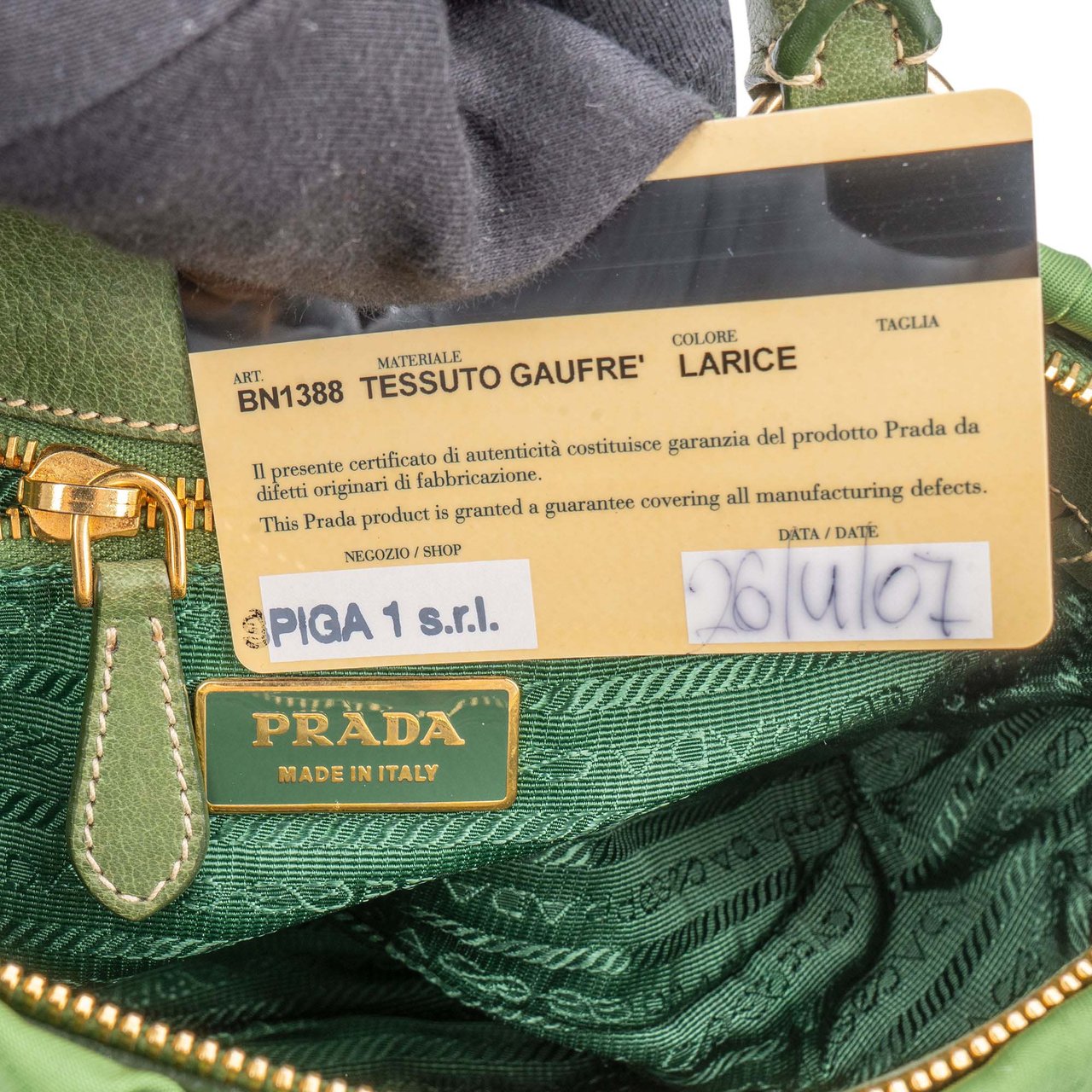 Prada Prada Quilted Green Nylon Handbag Groen