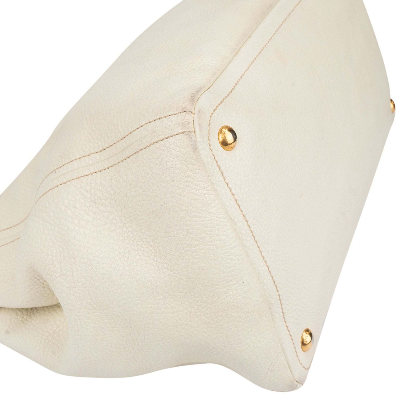 Prada Prada White Leather Vitello Handbag Wit