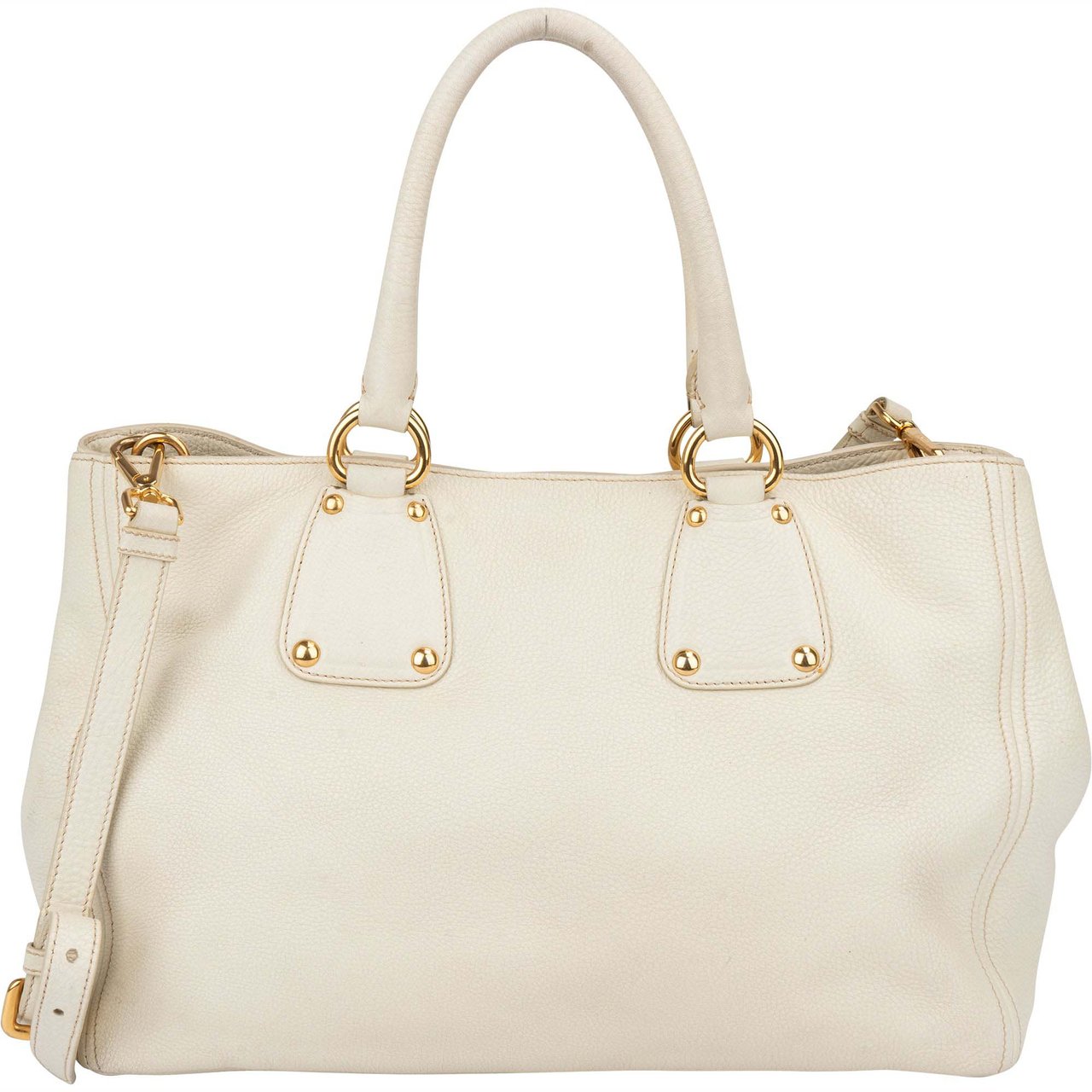 Prada Prada White Leather Vitello Handbag Wit