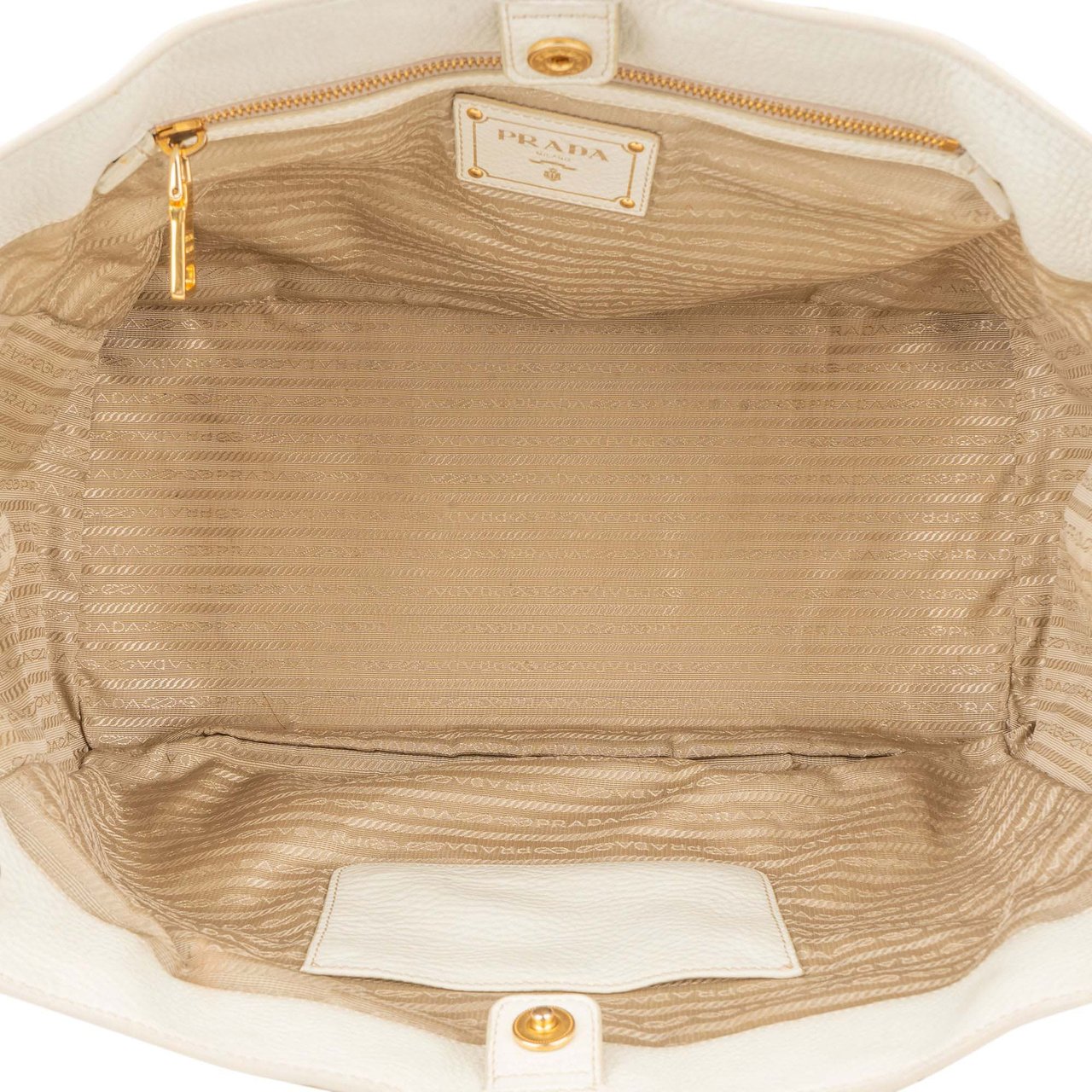 Prada Prada White Leather Vitello Handbag Wit