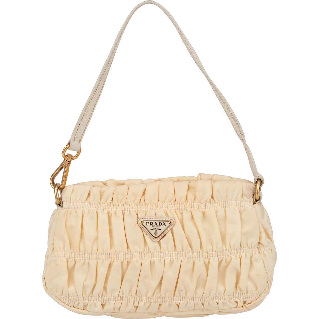 Prada Quilted Nylon Triangle Handbag Beige