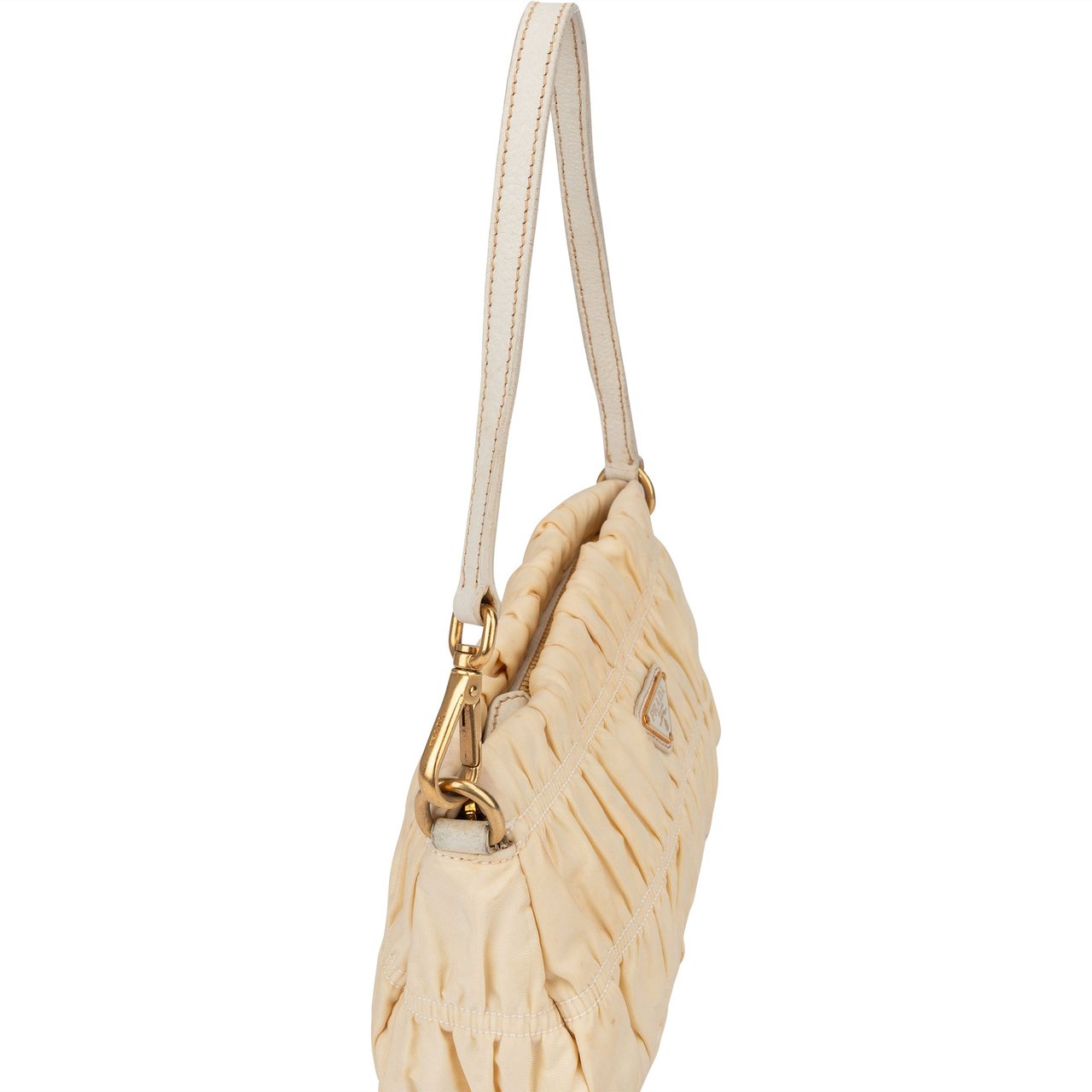 Prada Quilted Nylon Triangle Handbag Beige