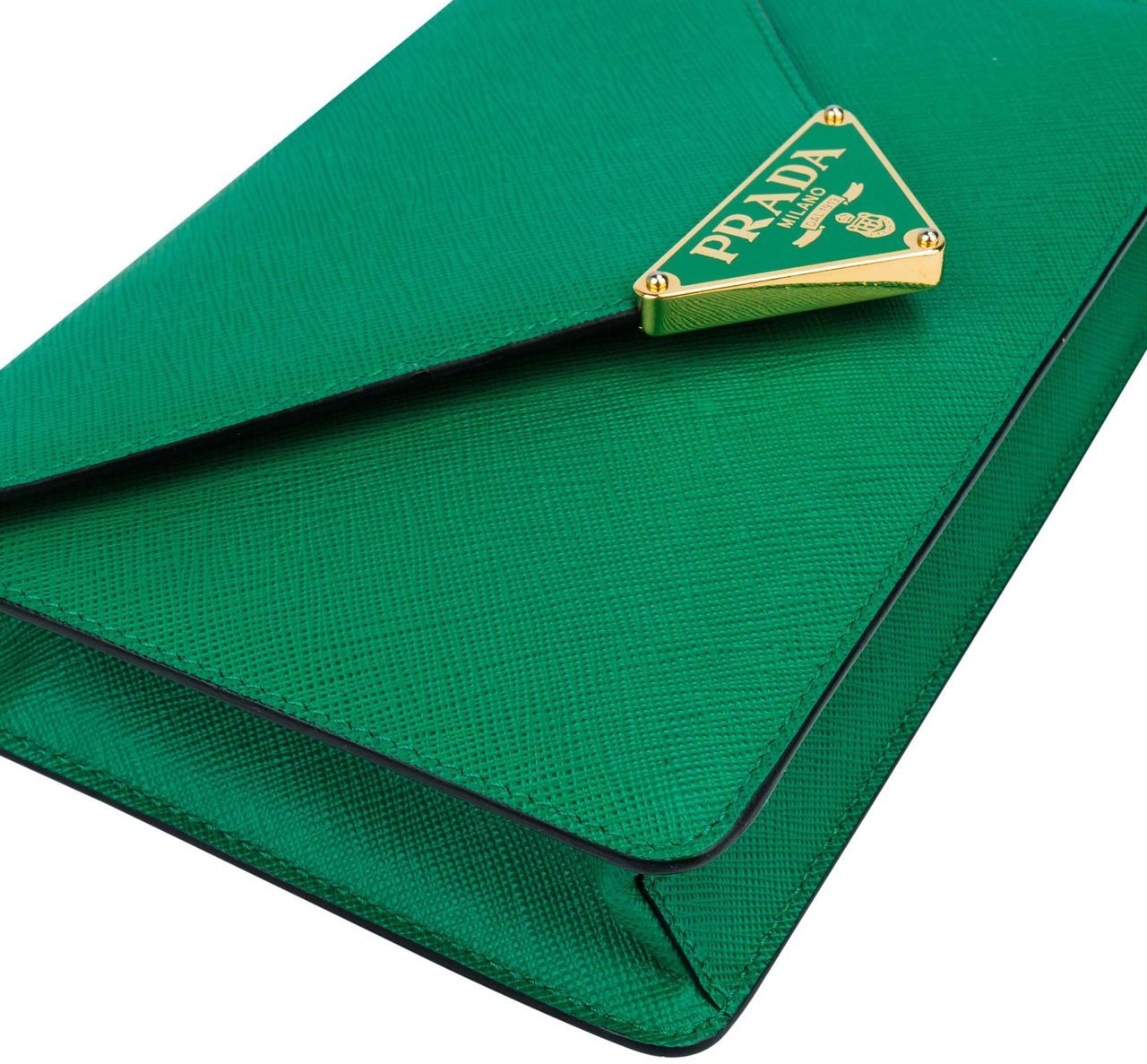 Prada Prada Green Saffiano Leather Big Triangle Crossbody Bag Groen