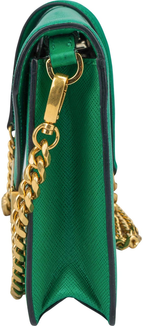 Prada Prada Green Saffiano Leather Big Triangle Crossbody Bag Groen