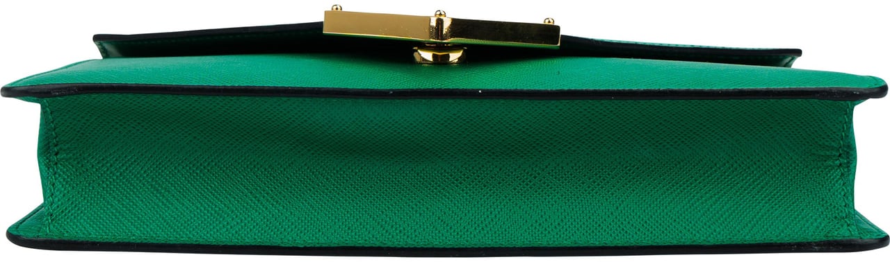 Prada Green Saffiano Leather Big Triangle Crossbody Bag Groen