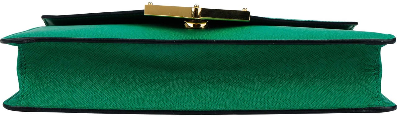 Prada Prada Green Saffiano Leather Big Triangle Crossbody Bag Groen
