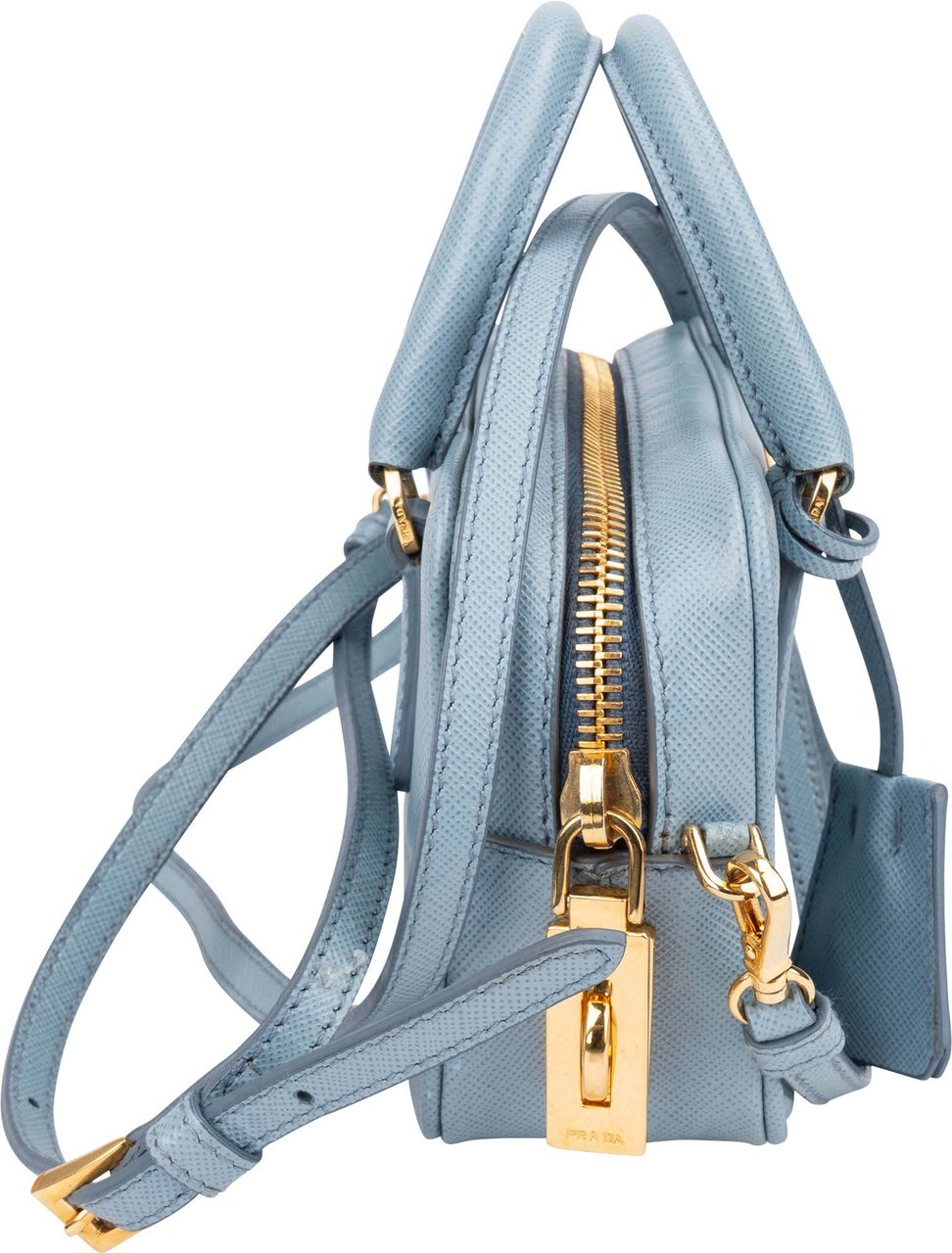 Prada Prada Blue Saffiano Leather Mini Handbag Blauw