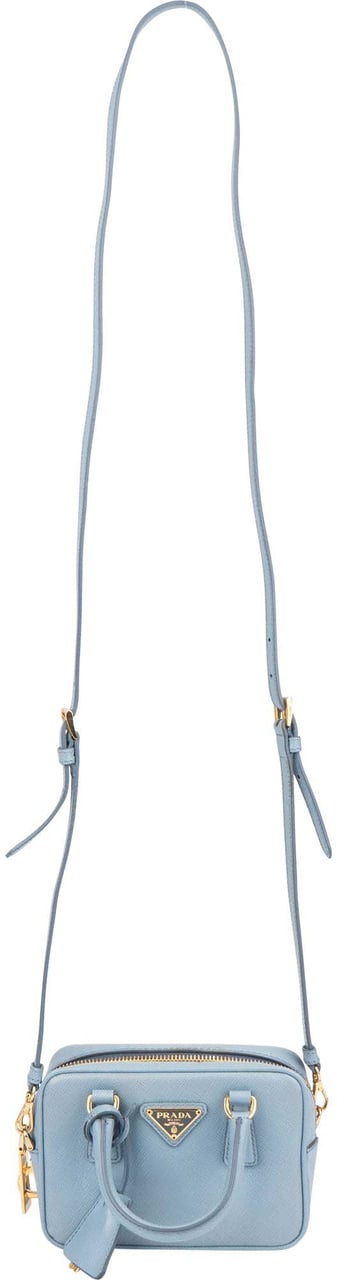 Prada Prada Blue Saffiano Leather Mini Handbag Blauw