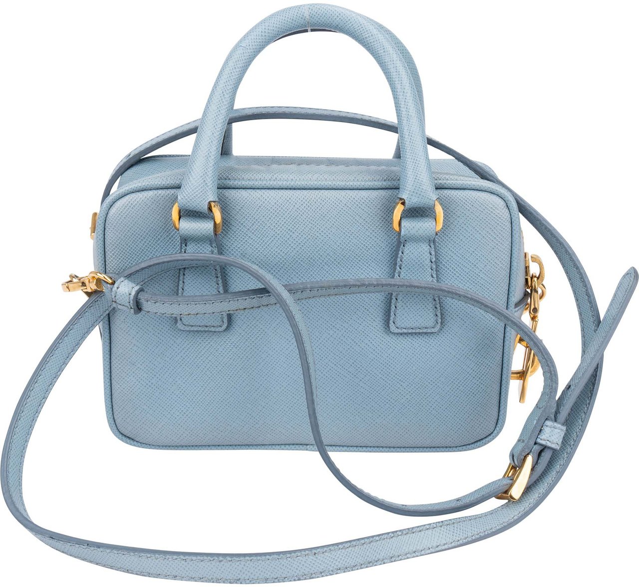 Prada Prada Blue Saffiano Leather Mini Handbag Blauw