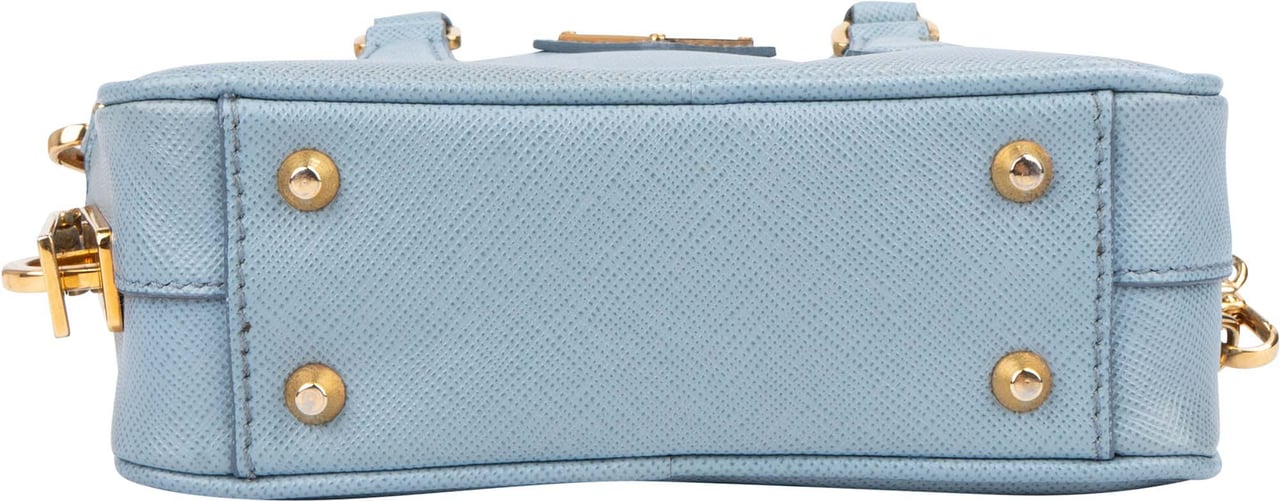 Prada Prada Blue Saffiano Leather Mini Handbag Blauw