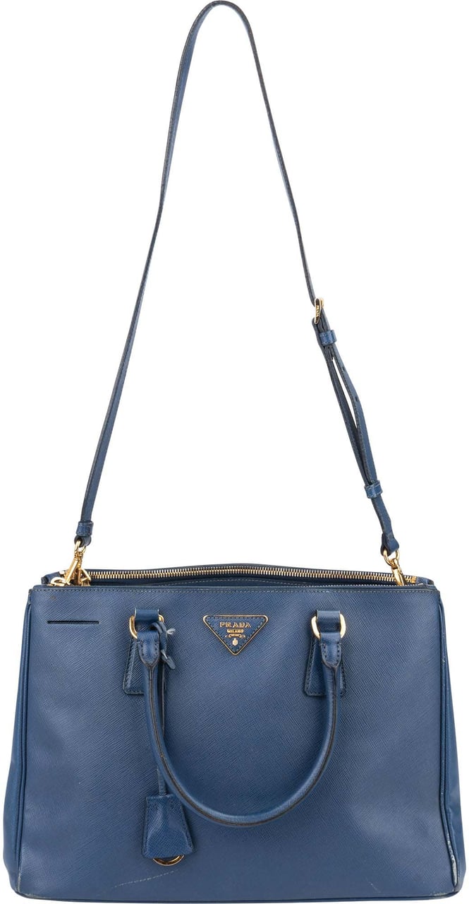 Prada Prada Blue Saffiano Leather Galleria Handbag Blauw