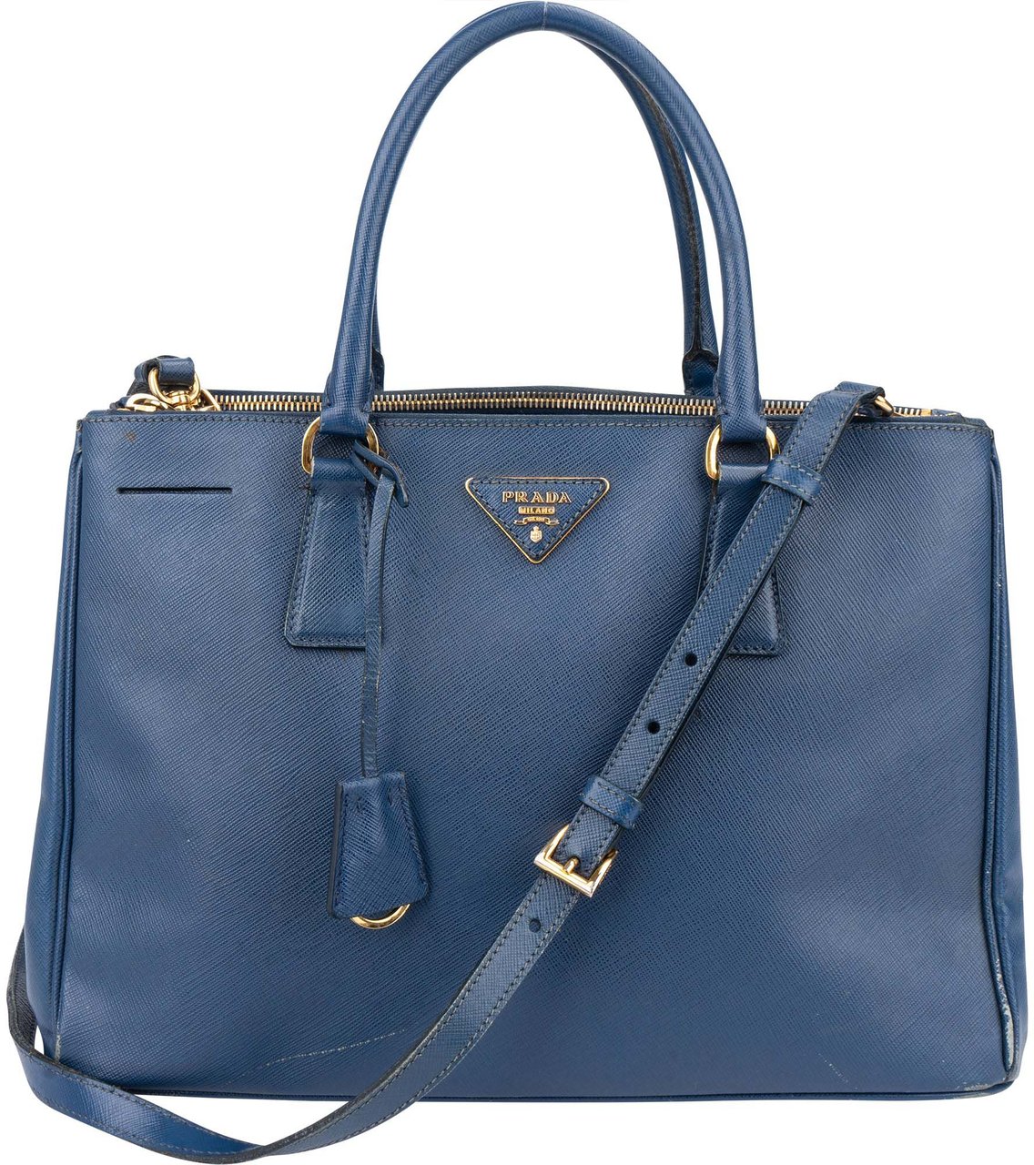 Prada Prada Blue Saffiano Leather Galleria Handbag Blauw