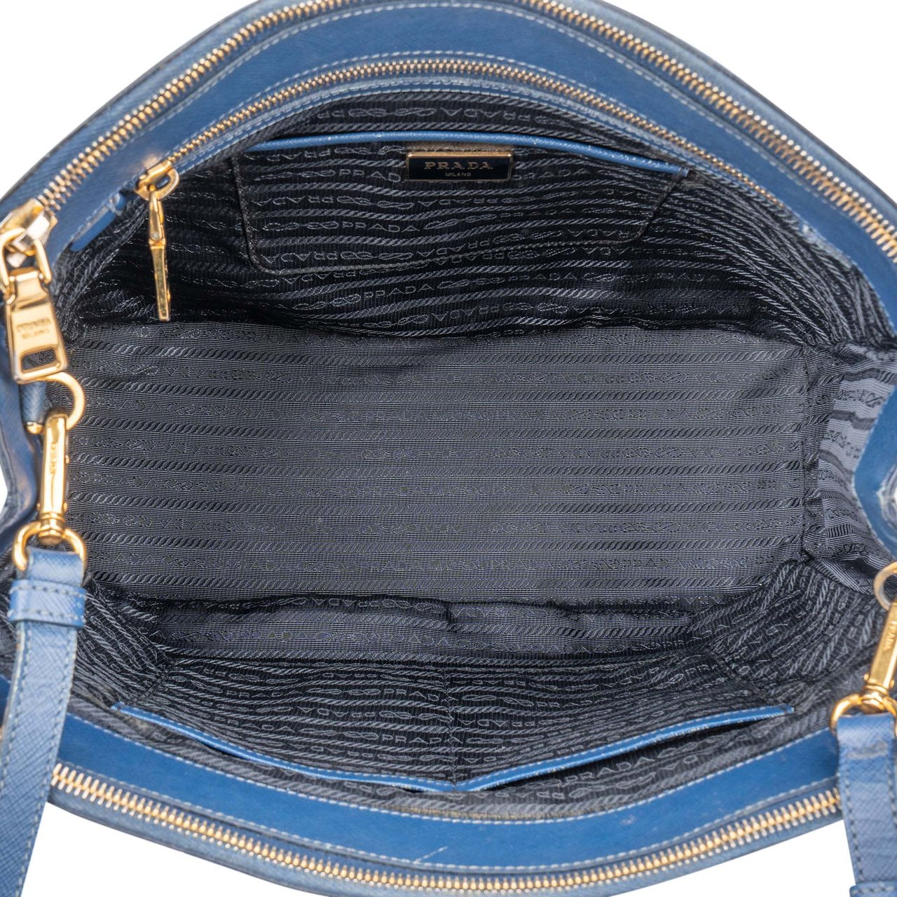 Prada Prada Blue Saffiano Leather Galleria Handbag Blauw