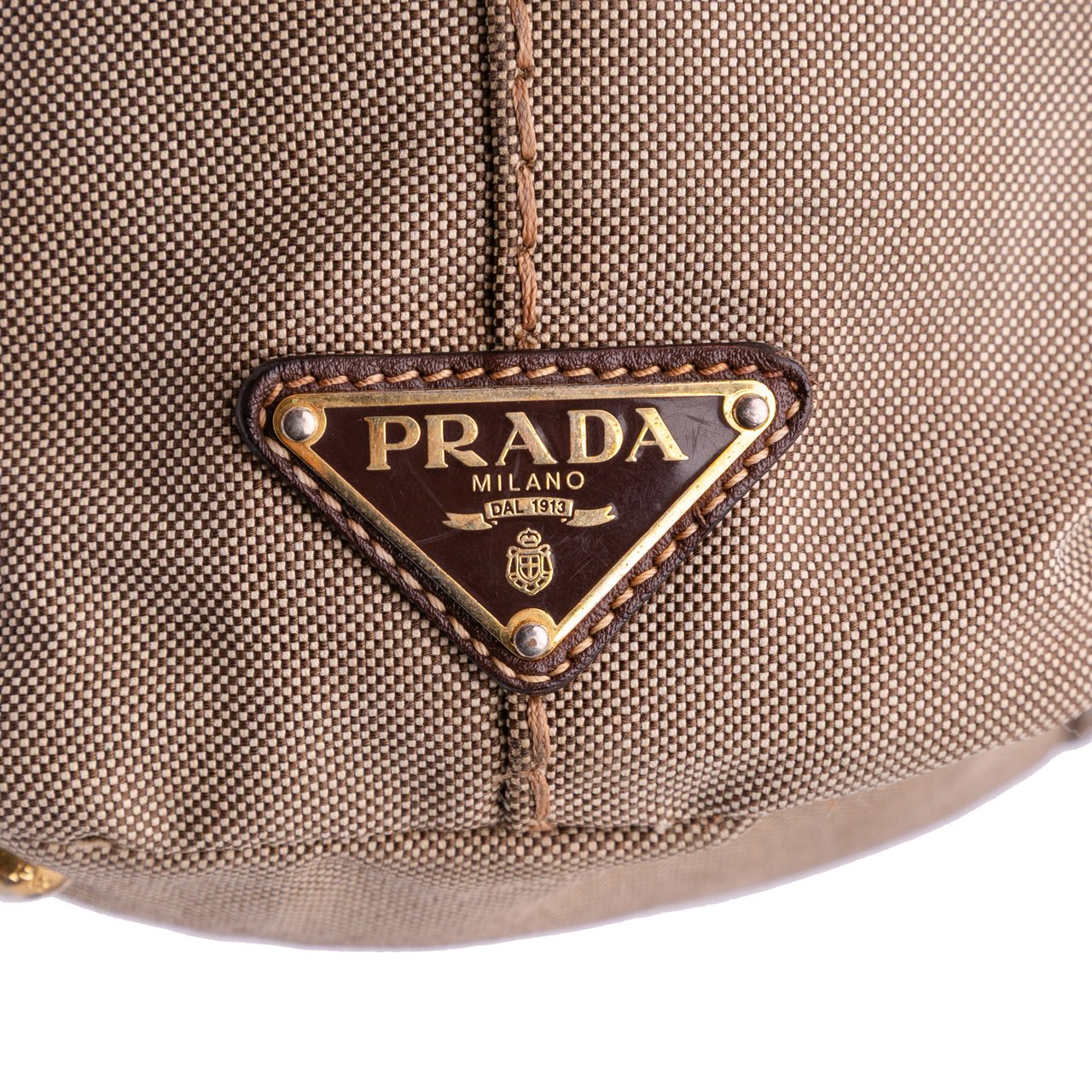Prada Canvas Canapa Logo Tote Bruin