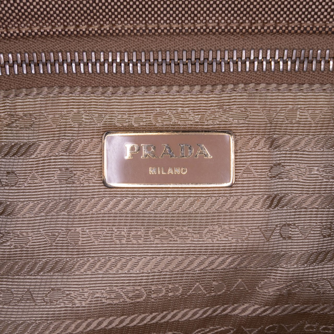 Prada Canvas Canapa Logo Tote Bruin