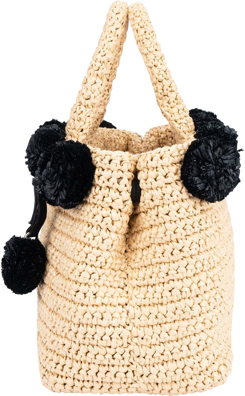 Prada Prada Raffia Pompon Satchel Handbag Divers