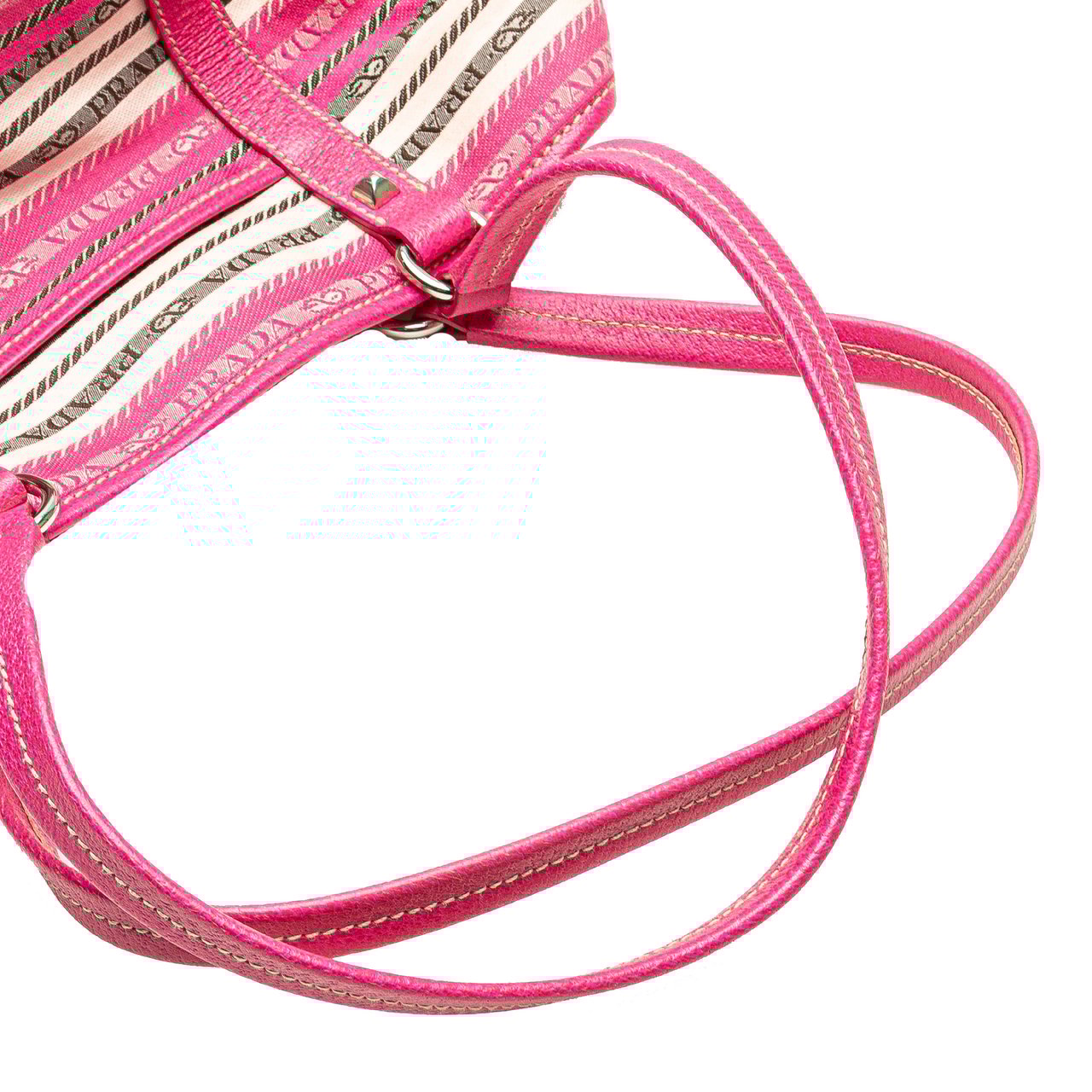 Prada Striped Jacquard Tote Roze