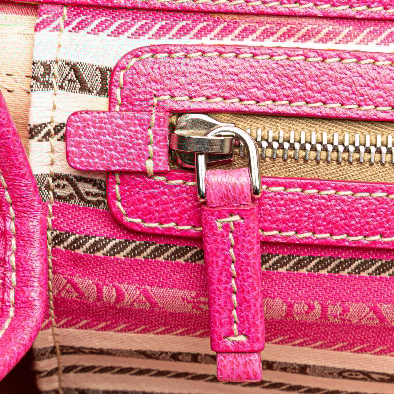 Prada Striped Jacquard Tote Roze