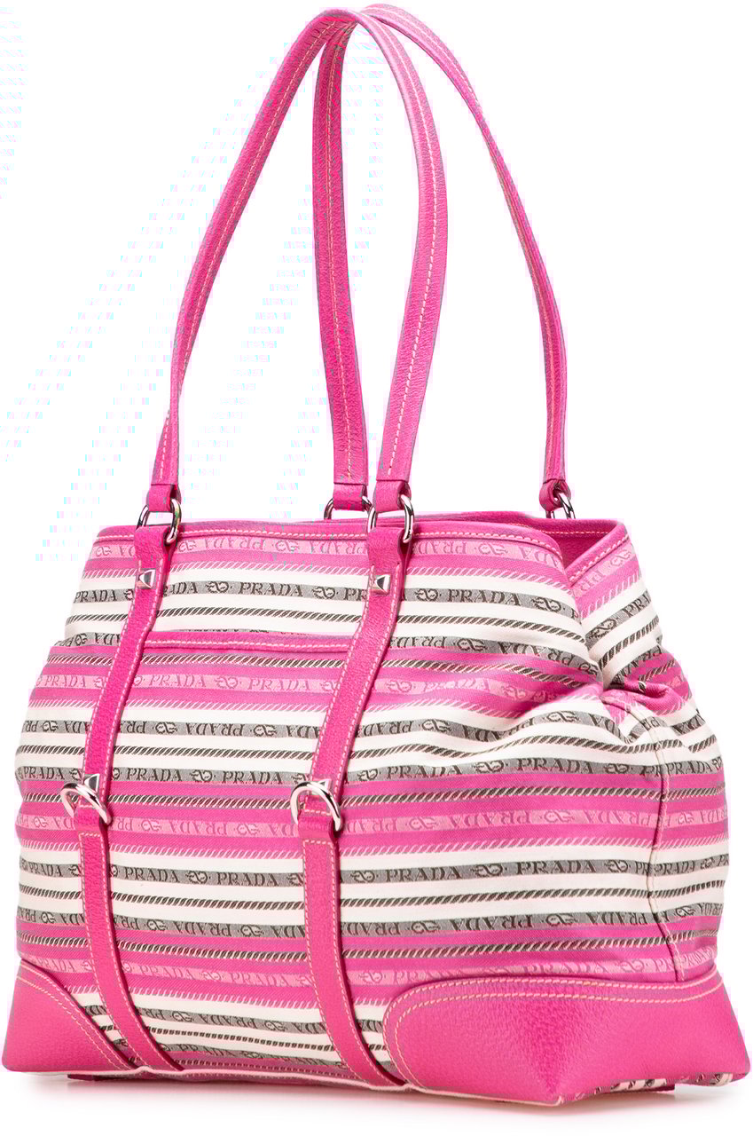 Prada Striped Jacquard Tote Roze