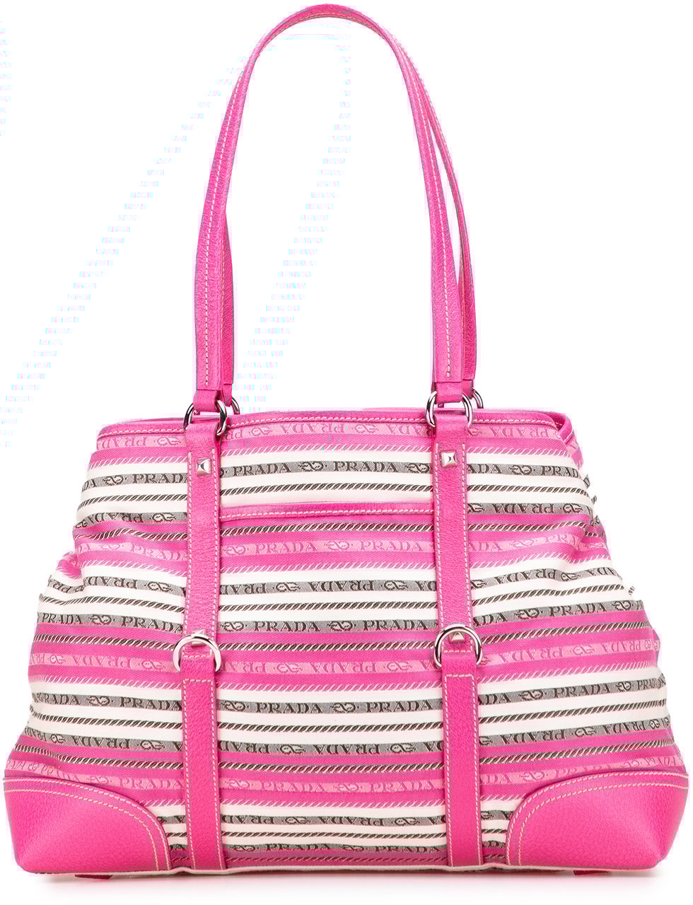 Prada Striped Jacquard Tote Roze