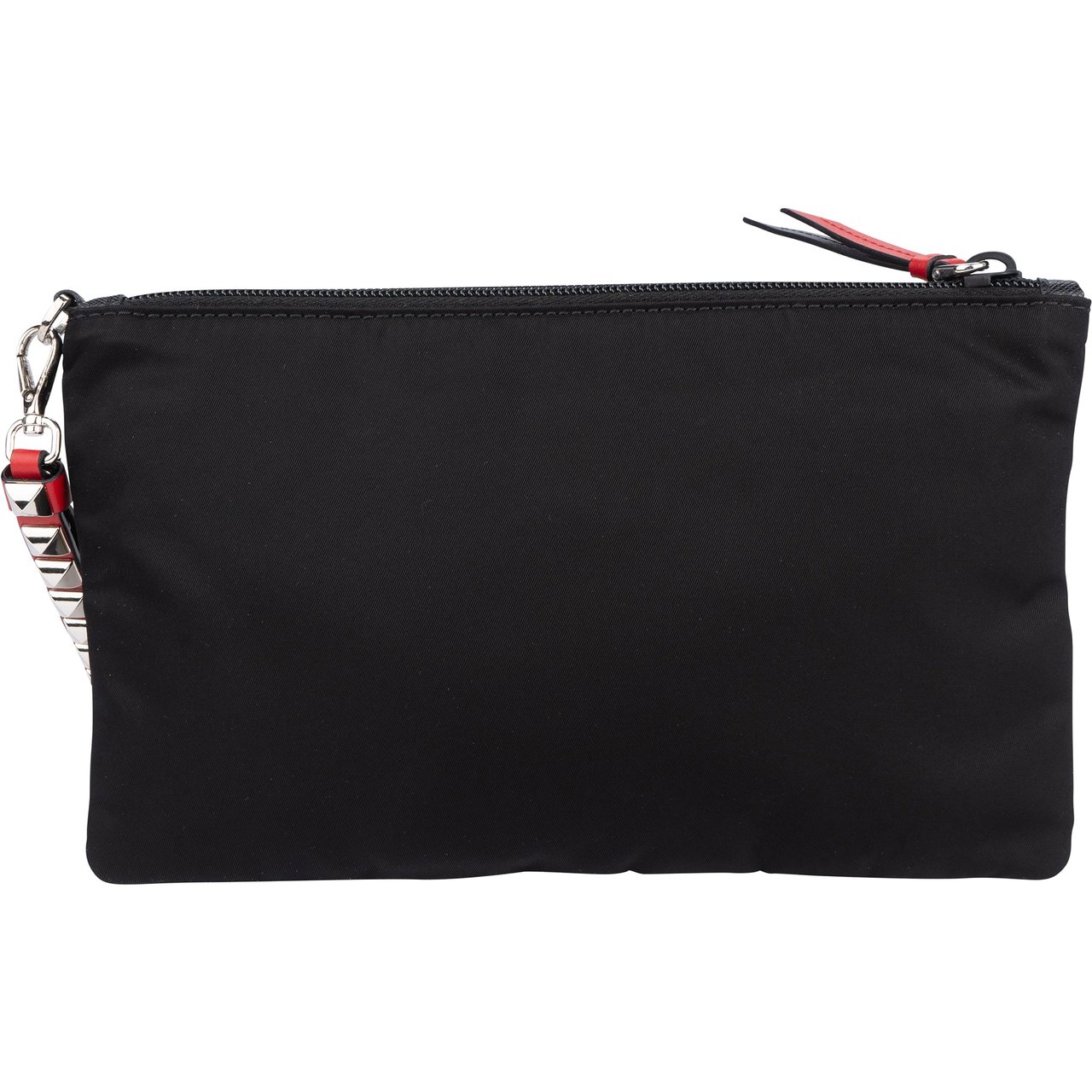 Prada Prada Black Triangle Nylon Spikes Clutch Zwart