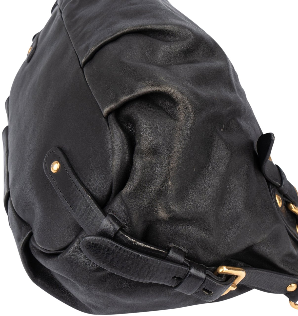 Prada Prada Black Leather City Handbag Zwart