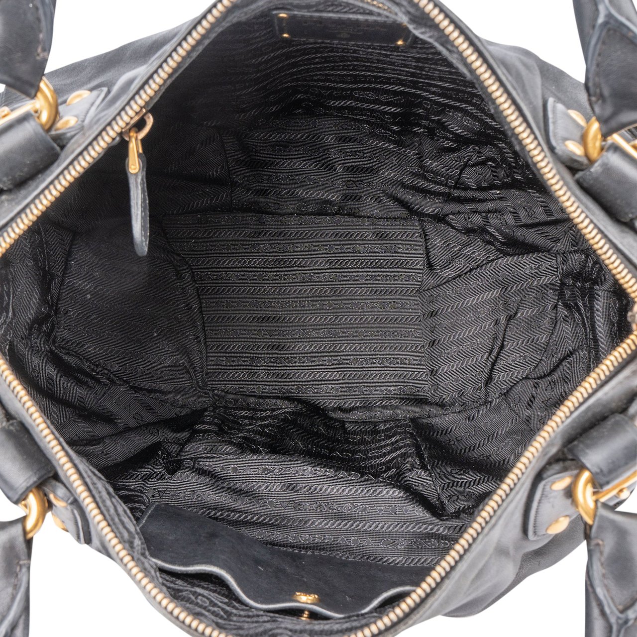 Prada Prada Black Leather City Handbag Zwart