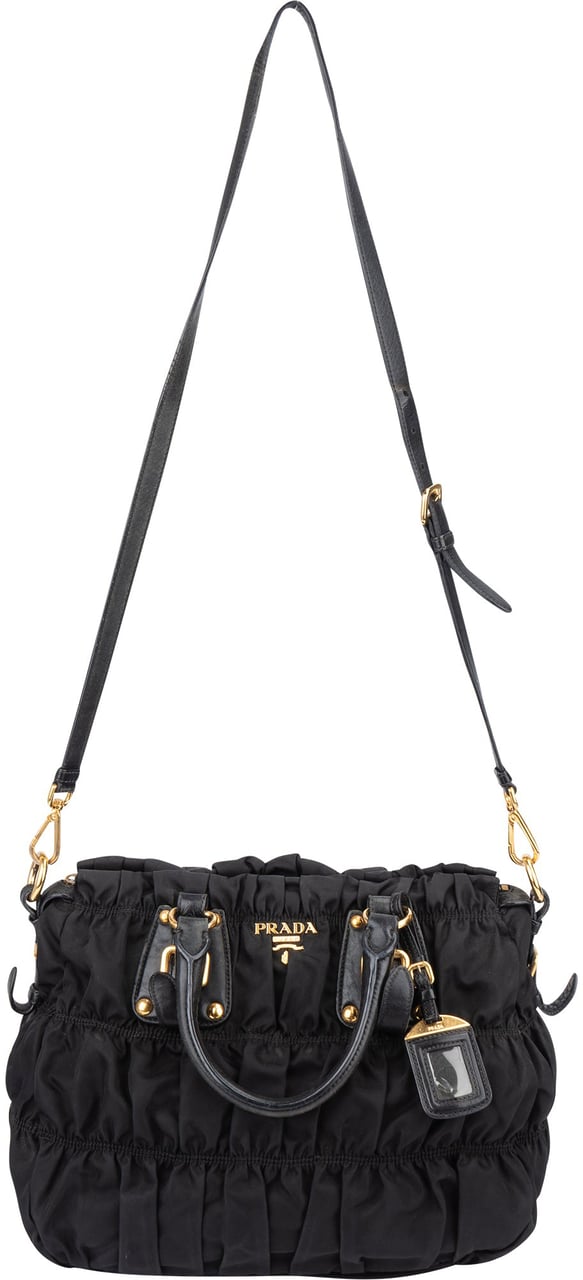 Prada Prada Quilted Nylon City Handbag Zwart