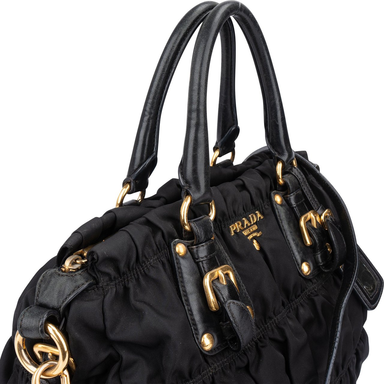 Prada Prada Quilted Nylon City Handbag Zwart