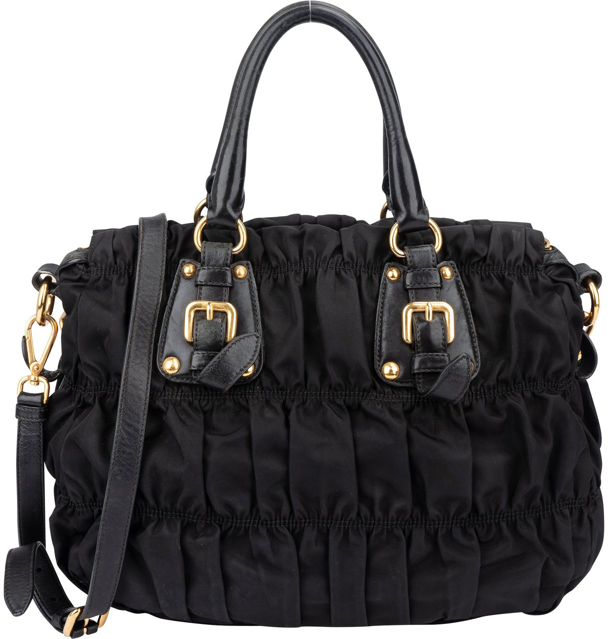 Prada Prada Quilted Nylon City Handbag Zwart