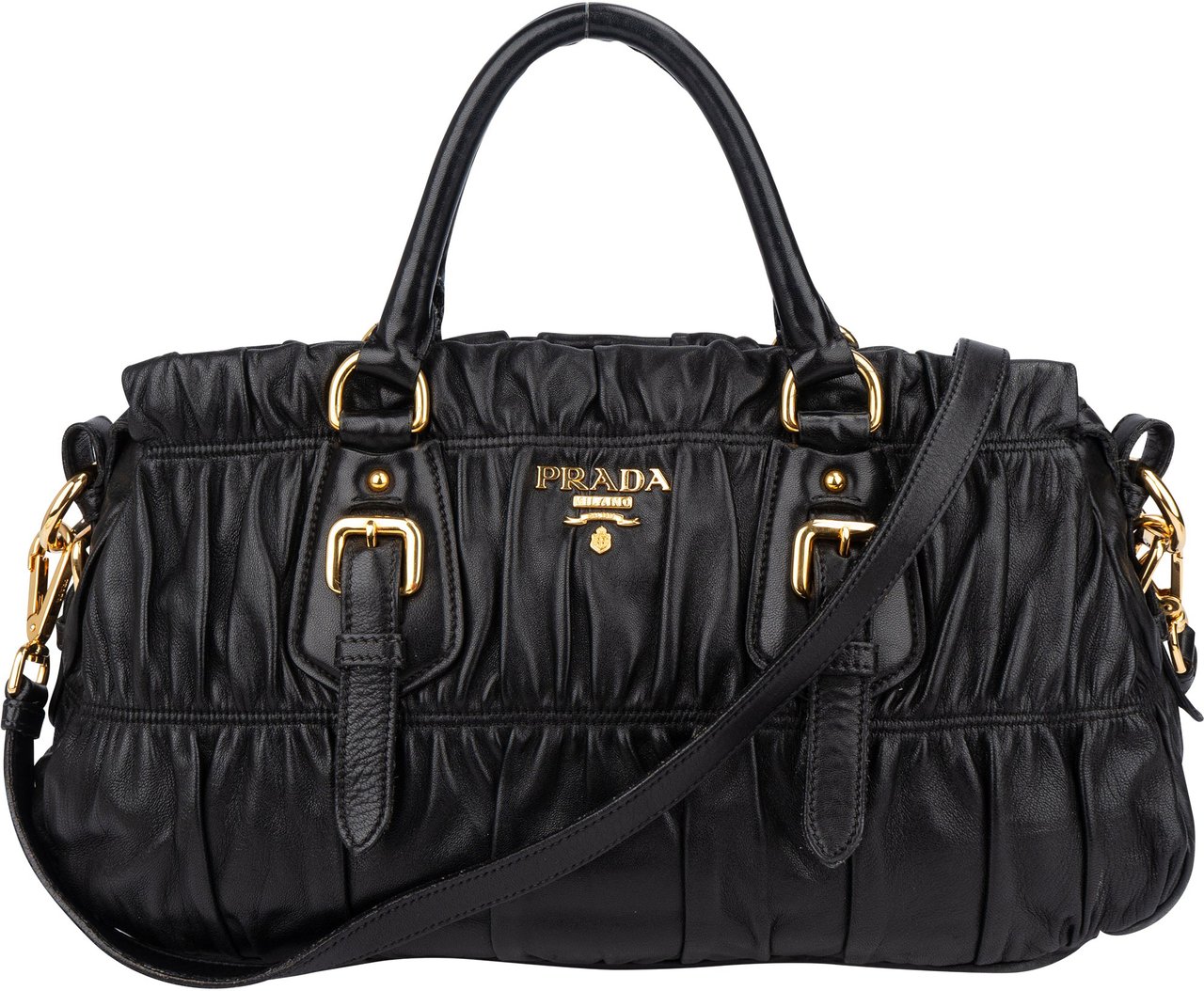 Prada Prada Quilted Leather City Handbag Zwart