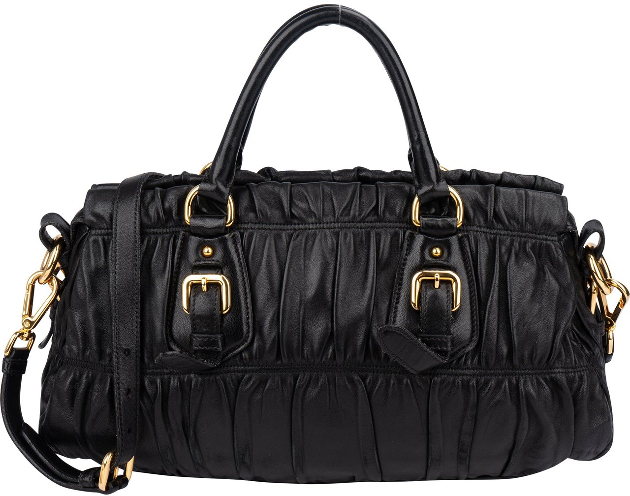 Prada Prada Quilted Leather City Handbag Zwart
