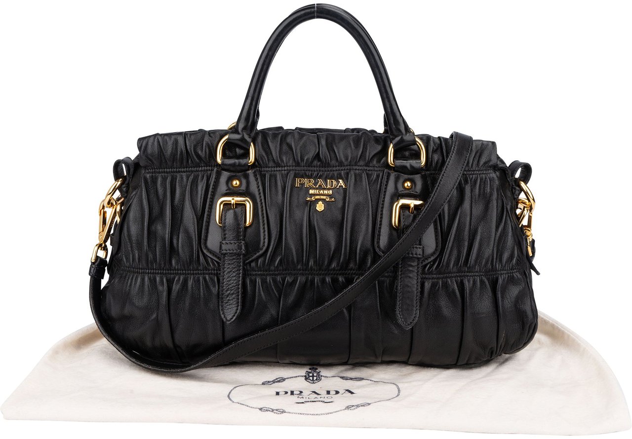 Prada Prada Quilted Leather City Handbag Zwart