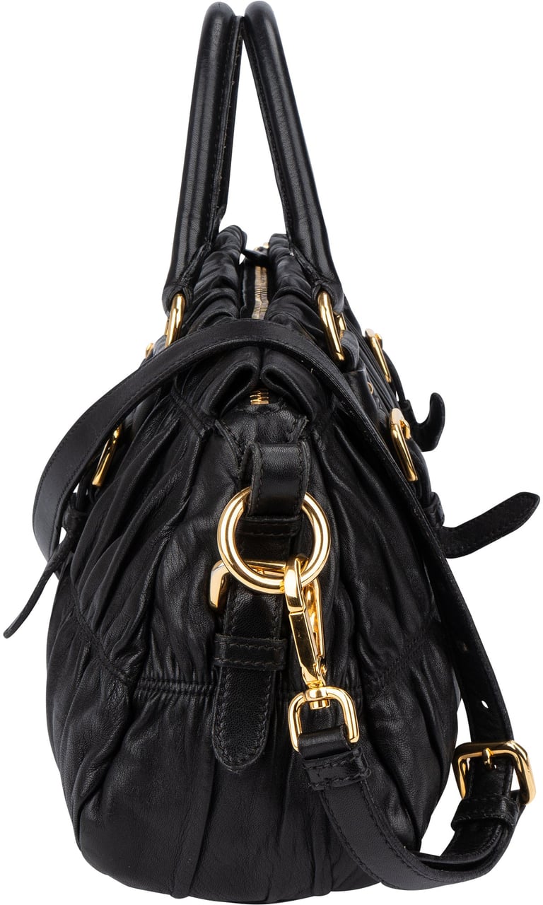 Prada Prada Quilted Leather City Handbag Zwart