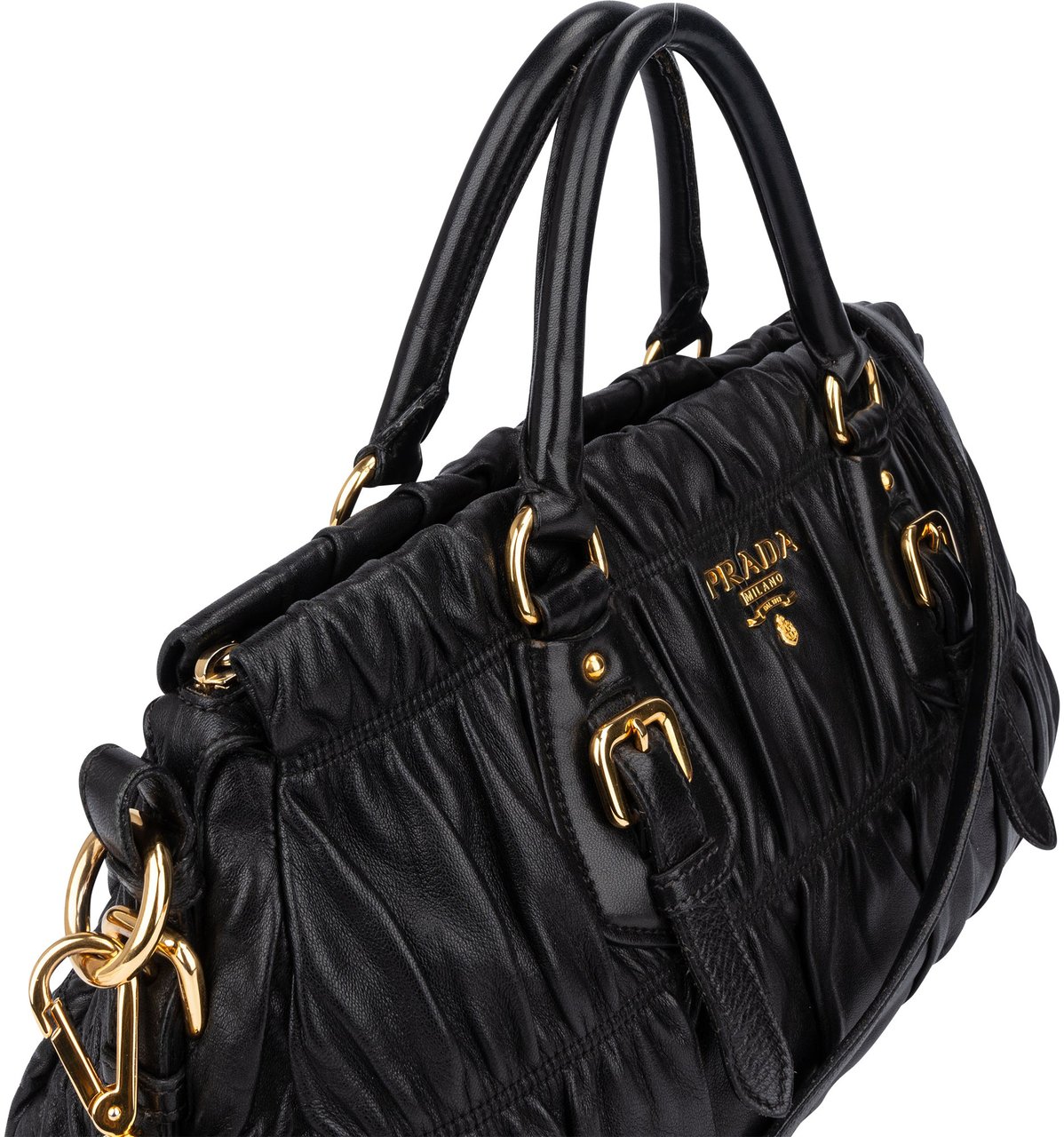 Prada Prada Quilted Leather City Handbag Zwart