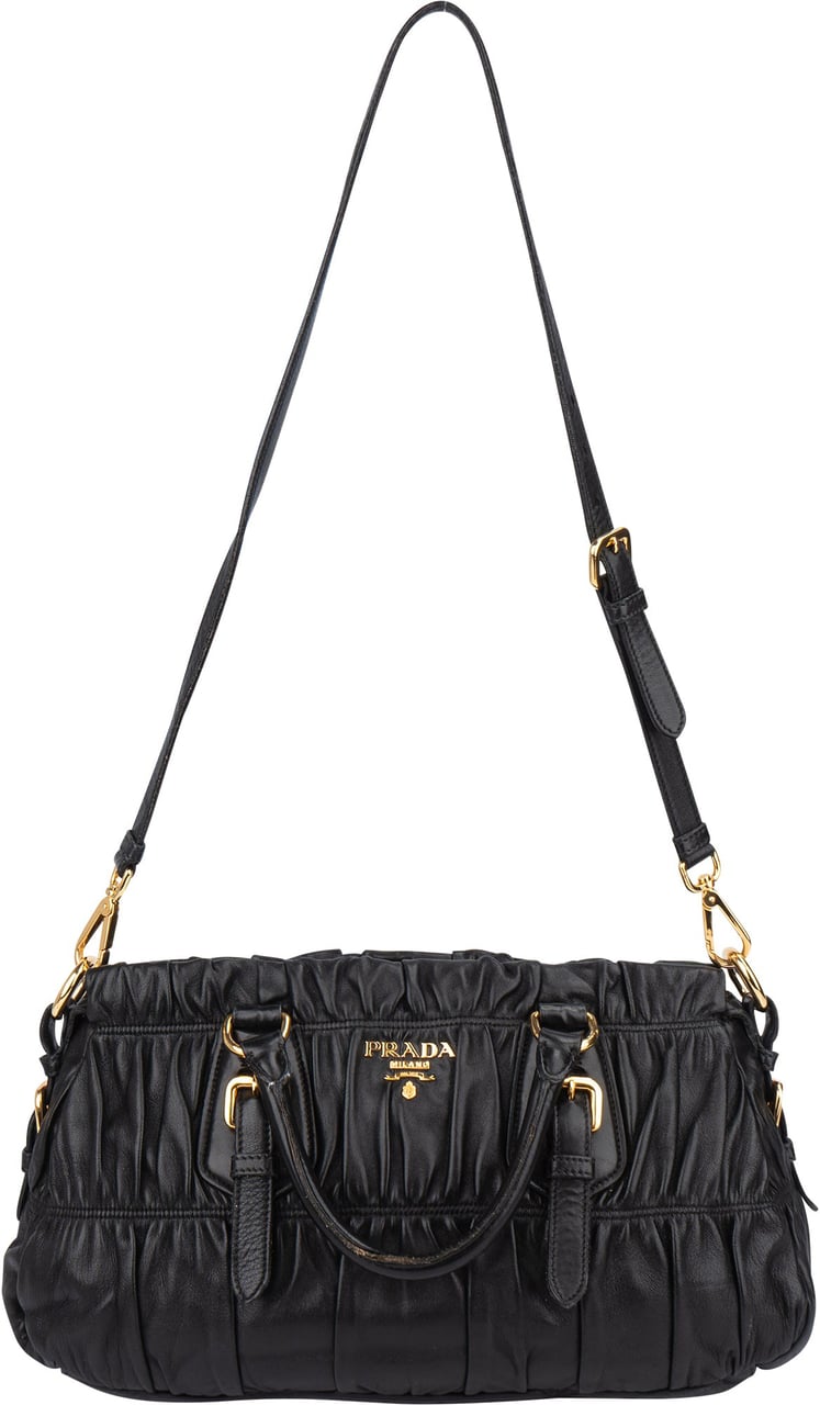 Prada Prada Quilted Leather City Handbag Zwart