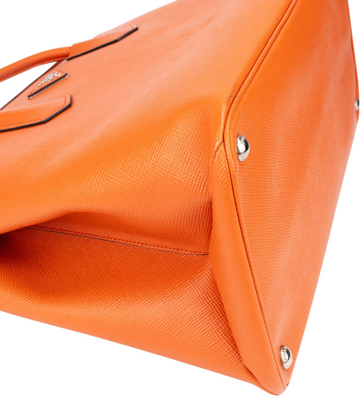 Prada Prada Orange Saffiano Leather Turnlock Double Handbag Oranje