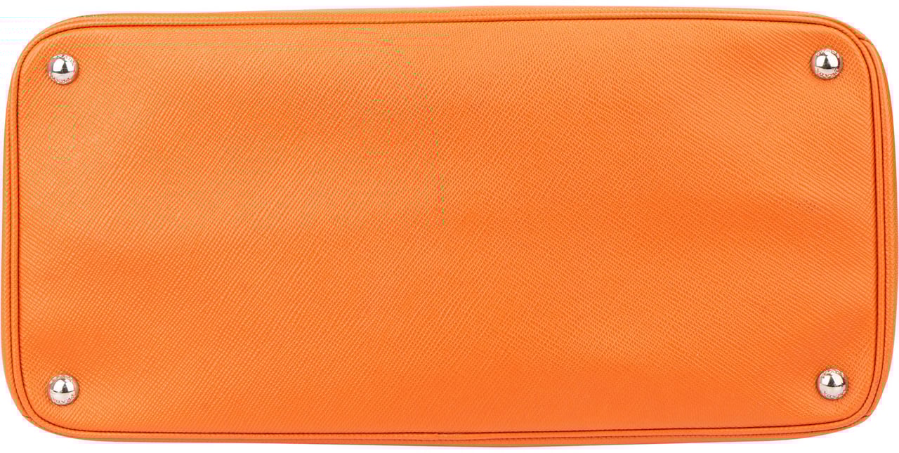 Prada Prada Orange Saffiano Leather Turnlock Double Handbag Oranje