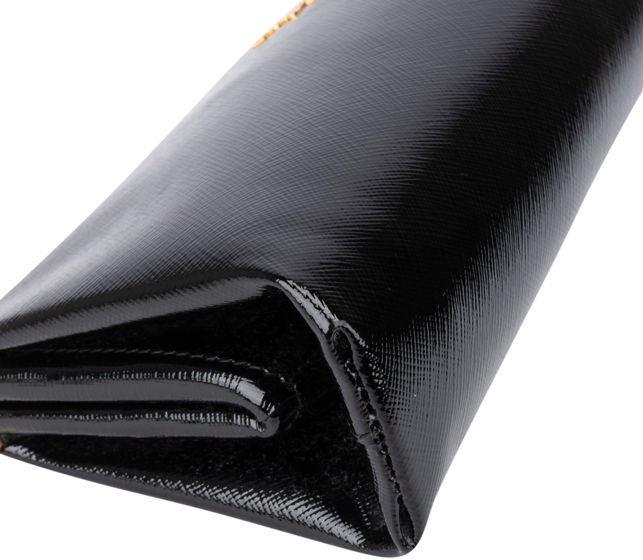 Prada Prada Black Patent Saffiano Leather East-West Bag Zwart