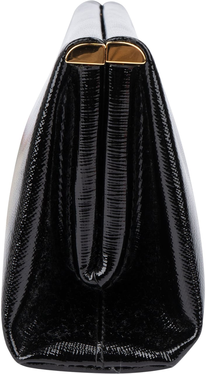 Prada Prada Black Patent Saffiano Leather East-West Bag Zwart