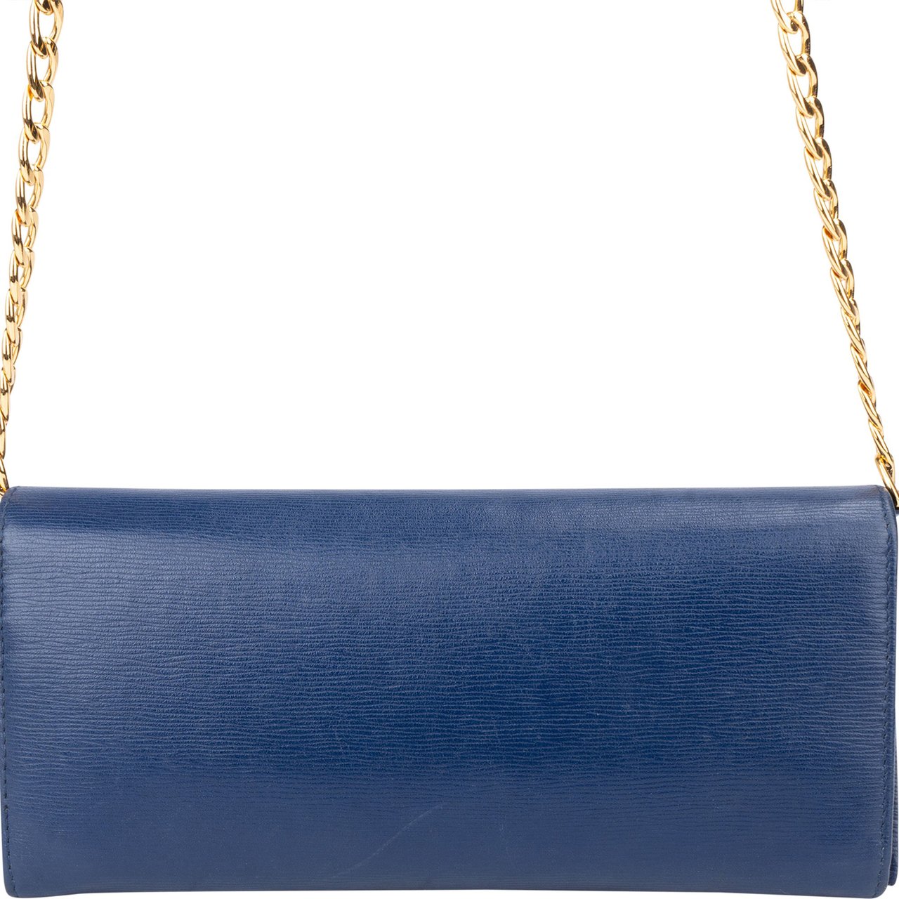Prada Prada Blue Leather Wallet On Chain Crossbody Bag Blauw