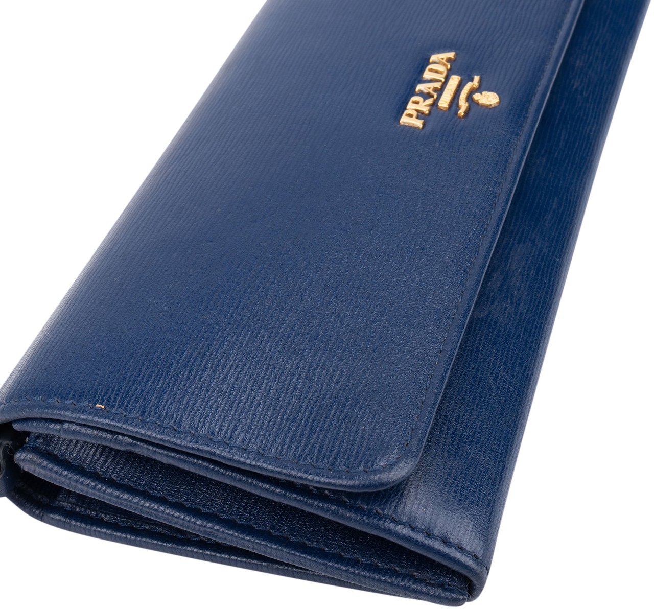 Prada Prada Blue Leather Wallet On Chain Crossbody Bag Blauw